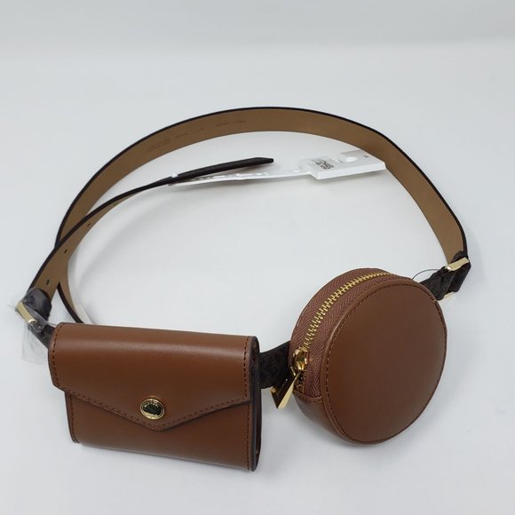 Michael Kors Women's  Brown Leather Double-Pouch Belt Bag (556274C) Size S/M. NW - Picture 1 of 7